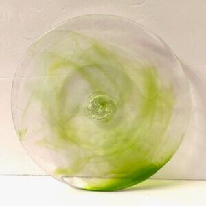 Vtg. KOSTA Boda Mine Green Swirl 8 “ Glass Side Plate